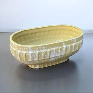 Vintage Yellow and White Ceramic Planter